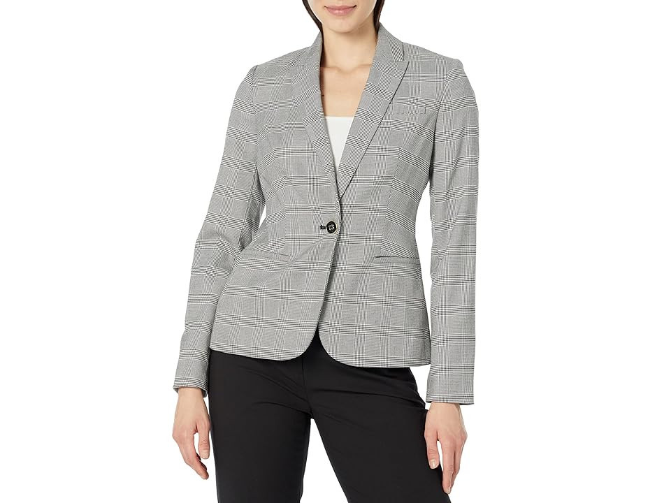 Tommy Hilfiger Plaid Blazer (Black/Ivory) Women's Clothing | Zappos
