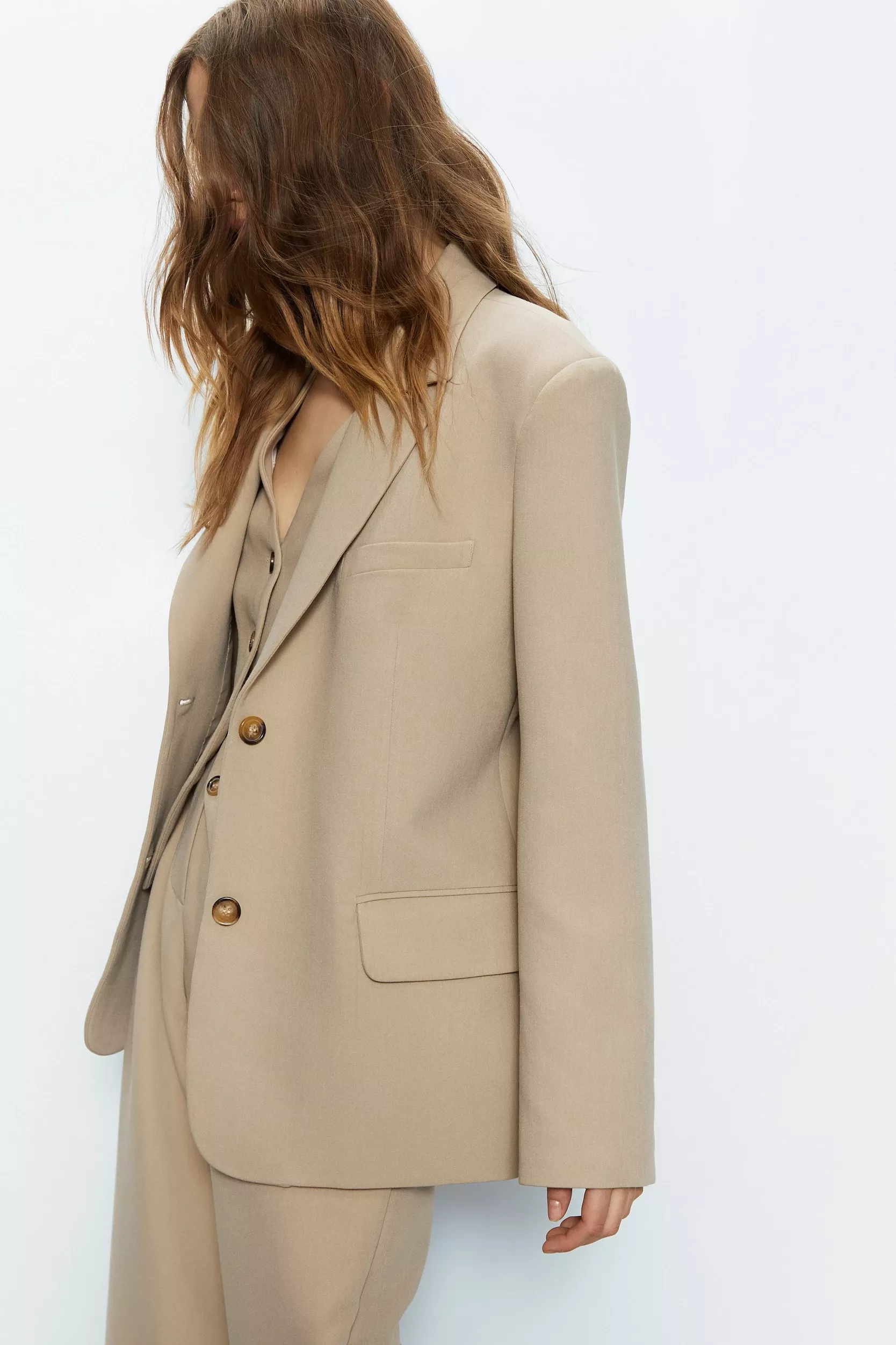 Warehouse single clearance breasted coat tan