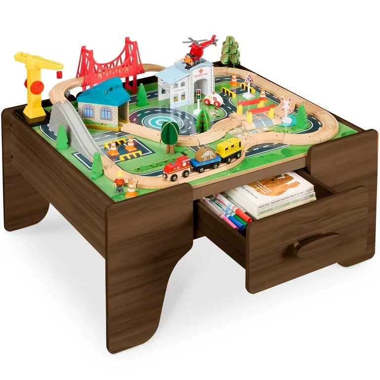 Best Choice Products Wooden Train Set Table for kids, 56pc Multi-Activity Table for Kids w/Toy St... | Walmart (US)