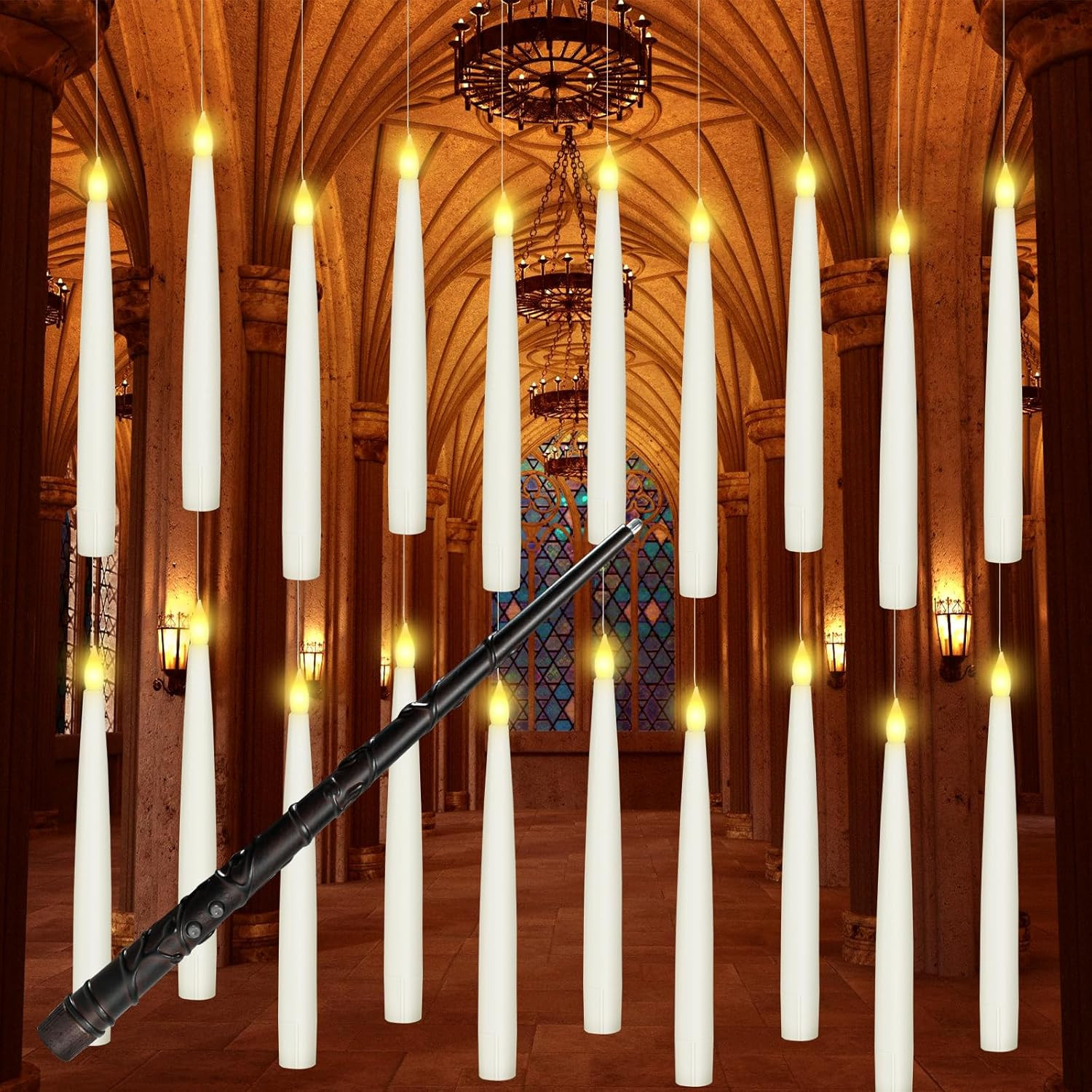 20PCS Floating Candles with Wand, Magic Hanging Candles, Flickering Warm Light LED Taper Flameles... | Amazon (US)