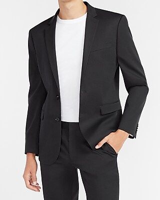 Extra Slim Solid Black Cotton Sateen Suit Jacket | Express