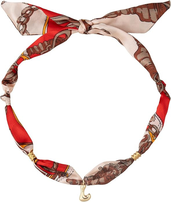 Initial Scarf Necklace for Women, Mom Everyday Bandana Necklace with Initial Charm, Gifts for Mom... | Amazon (US)