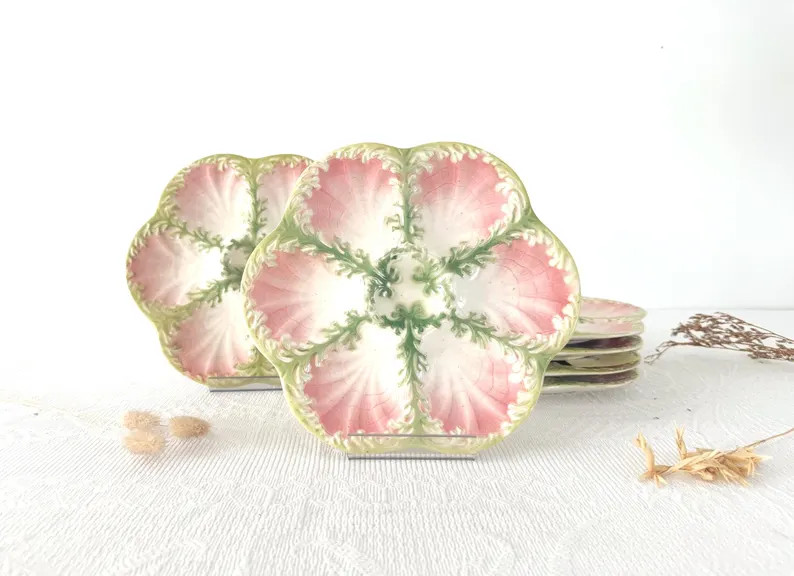 Rare and magnificent majolica oyster plate, Keller & Guerin, Saint Cl\u00e9ment, wall decoration,... | Etsy (Global)