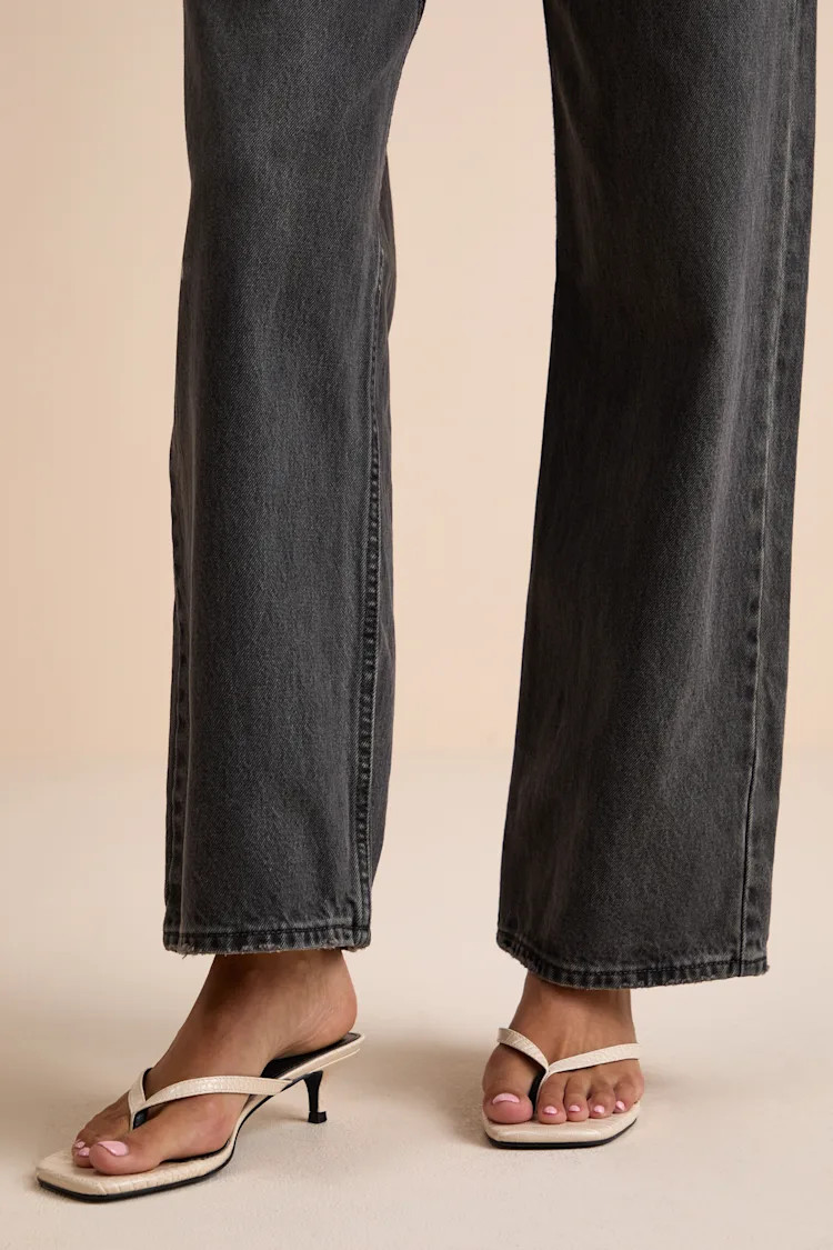 Massima Bone Croc-Embrossed Thong Kitten Heel Sandals | Lulus