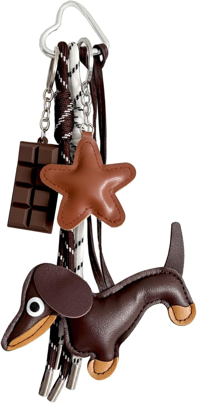 Leather Dachshund Keychain, Mini Cute Puppy Bag Pendant Key Chain Charm for Handbag Purses Dog Lo... | Amazon (CA)