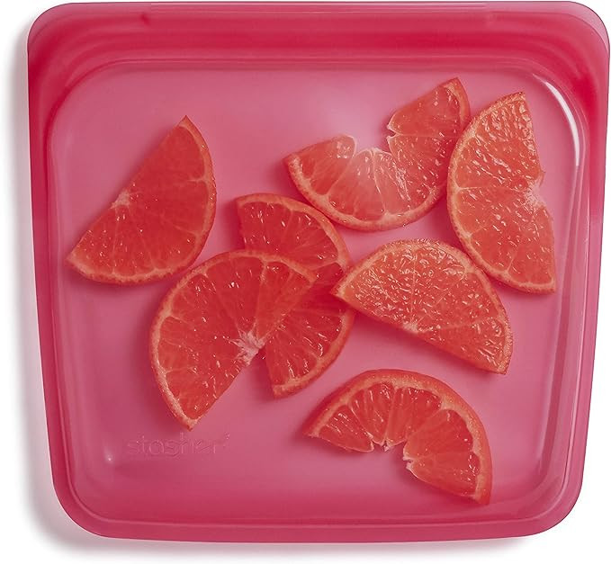 Stasher Platinum Silicone Food Grade Reusable Storage Bag, Raspberry (Sandwich) | Reduce Single-Use  | Amazon (US)