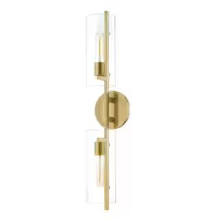 MITZI HUDSON VALLEY LIGHTING Ariel 2-Light Aged Brass Wall Sconce with Clear Shade H326102-AGB - ... | The Home Depot