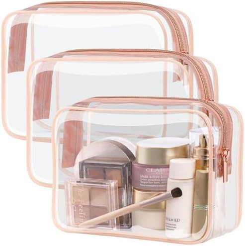 PACKISM TSA Approved Toiletry Bag - Clear Makeup Bag Waterproof Quart Size Bag, Travel Makeup Cos... | Amazon (US)
