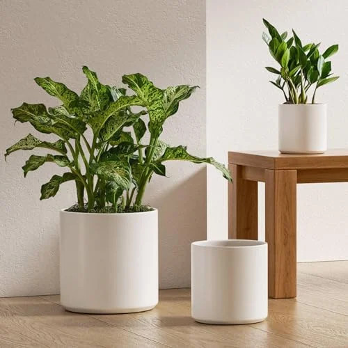 BEMAY Ceramic Plant Pots, 10+8+6 inch Indoor Planters with Drainage Hole and Plug for Home Office... | Walmart (US)