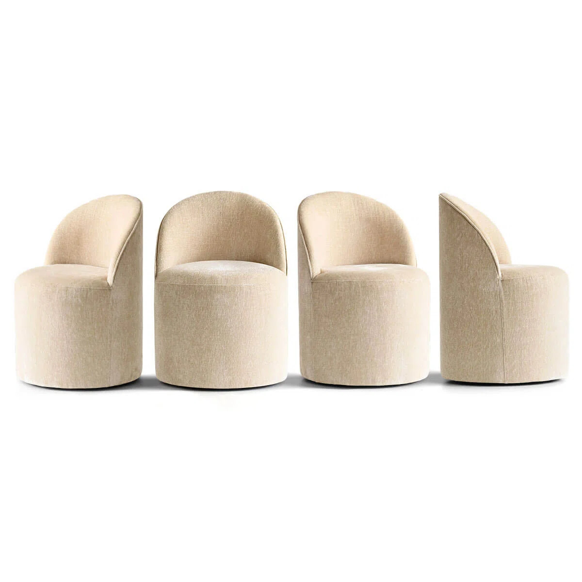 Chenille Upholstered Swivel Dining Chair with Castors (Set of 4) | Wayfair North America