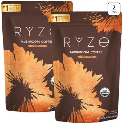 RYZE SUPERFOODS Mushroom Medium Roast Coffee Starter Kit, USDA Organic Instant Coffee with 6 Adap... | Amazon (US)
