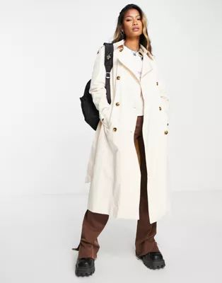 Object cotton midi trench coat in ecru - STONE | ASOS (Global)