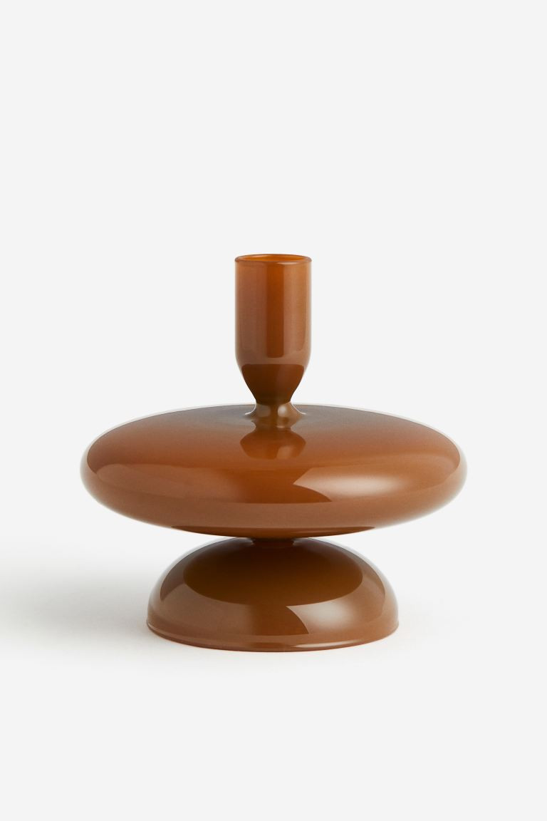 Glass Candlestick - Toffee brown - Home All | H&M US | H&M (US + CA)
