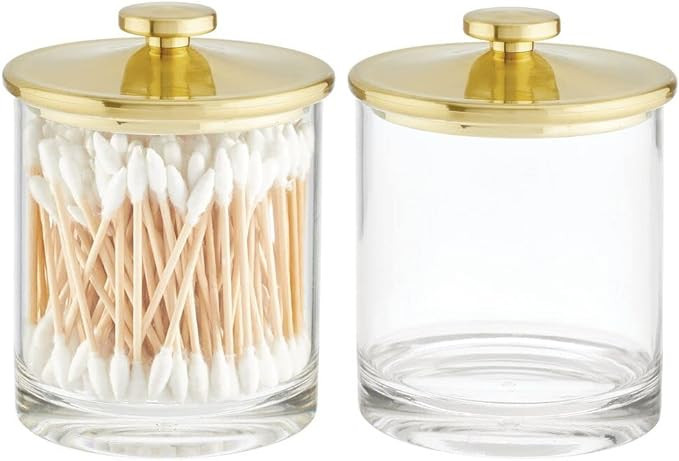mDesign Small Modern Apothecary Storage Organizer Canister Jars - Acrylic Containers for Bathroom... | Amazon (US)