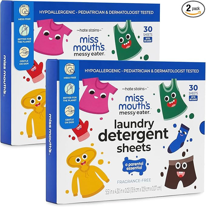 Miss Mouth's Messy Eater Laundry Detergent Sheets - Laundry Detergent, Hypoallergenic, Sensitive ... | Amazon (US)