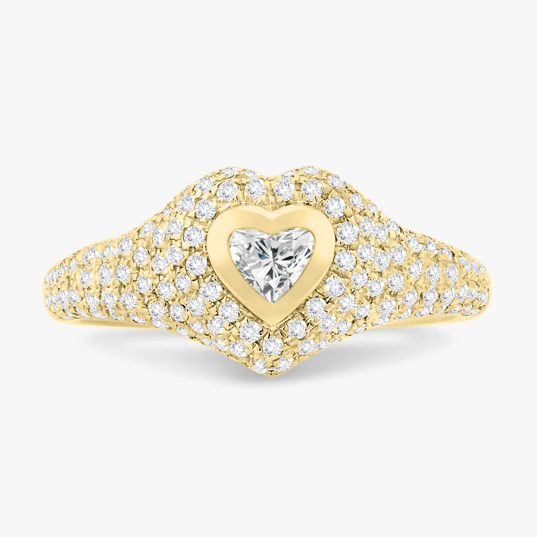 Mini Heart Pave Diamond Signet Ring 0.50 ctw | RW Fine Jewelry