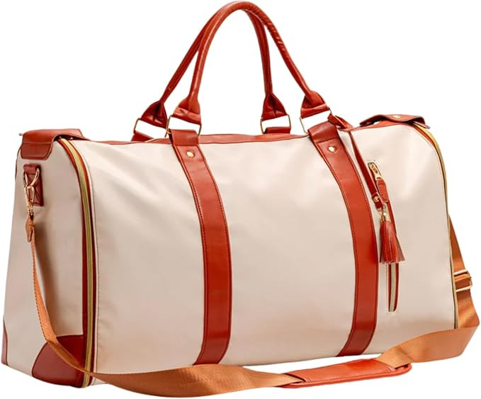 Foldable Stylish Travel Duffle Bag, Large Duffel Bag with Separate Shoes Pouch & Straps, Carry On... | Amazon (US)