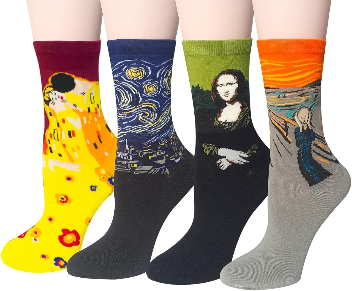 Chalier 4-6 Pairs Womens Fun Socks Famous Painting Patterned Art Socks & Printed Cool Novelty Fun... | Amazon (US)