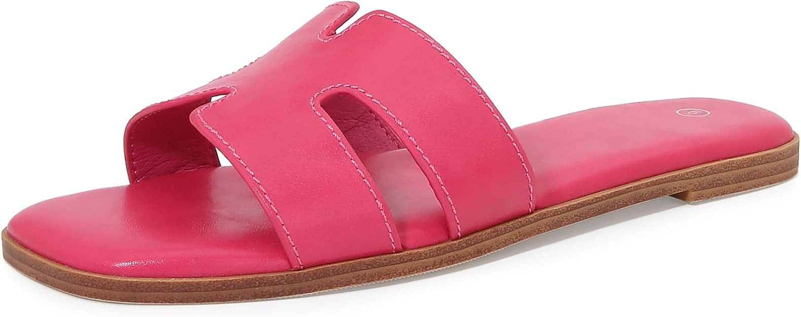 Women's Slide Sandals Comfortable Flat Slip On Leather Sandals | Amazon (US)