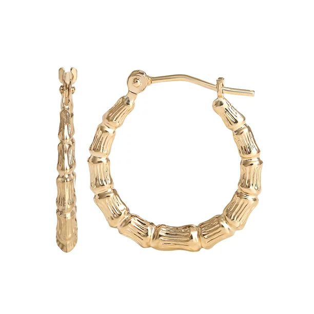 Brilliance Fine Jewelry Women’s 14K Yellow Gold Bamboo Hoop Earrings | Walmart (US)