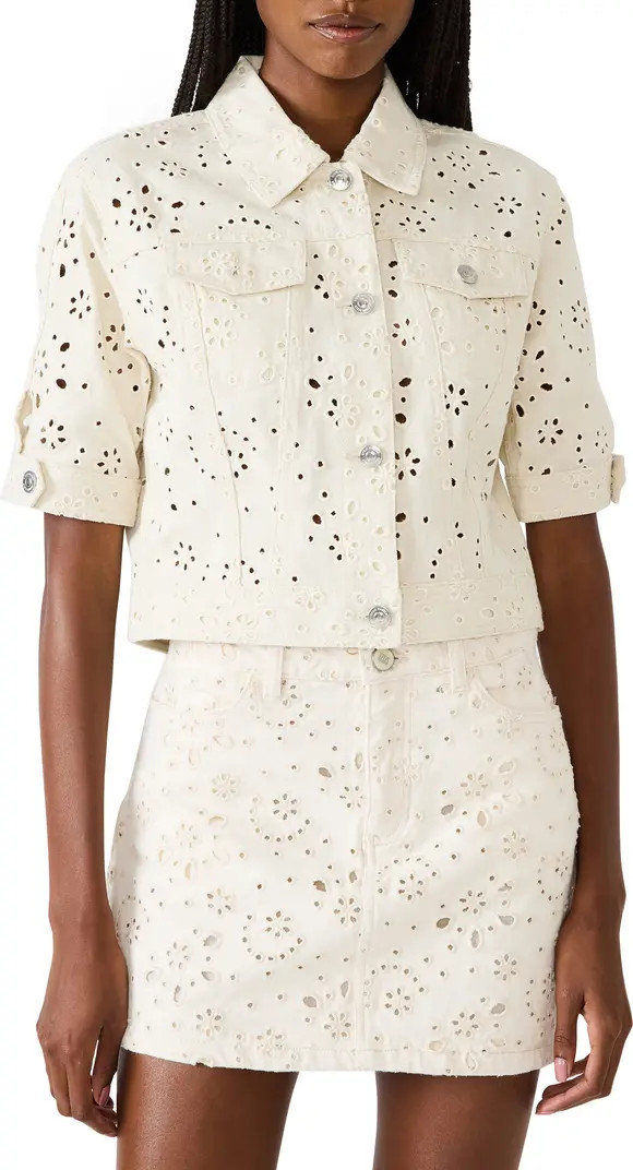 Blu Elbow-Sleeve Cotton Eyelet Jacket | Nordstrom