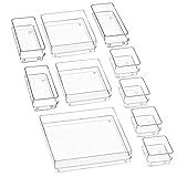 Puricon Desk Drawer Organizers Tray Set 10 Pcs, Clear Plastic Storage Bins Drawer Dividers Vanity Tr | Amazon (US)