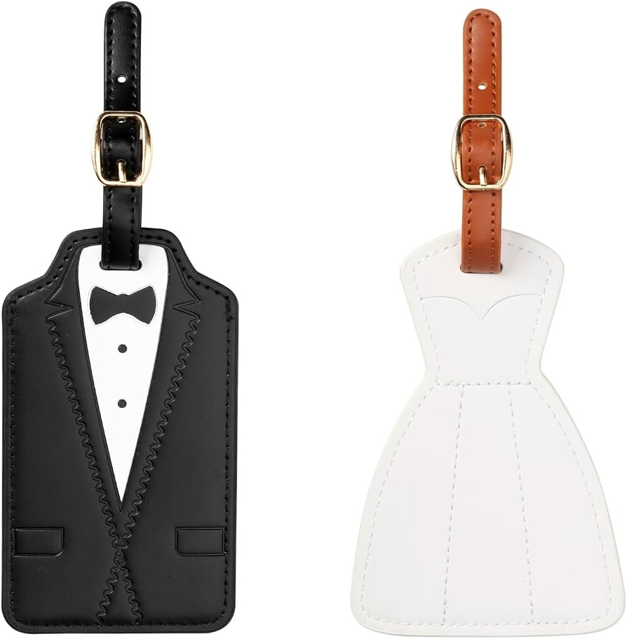Luggage Tags for Couples, Bride & Groom Wedding Dress and Tuxedo Suitcase Tags, Luggage Tag for H... | Amazon (US)