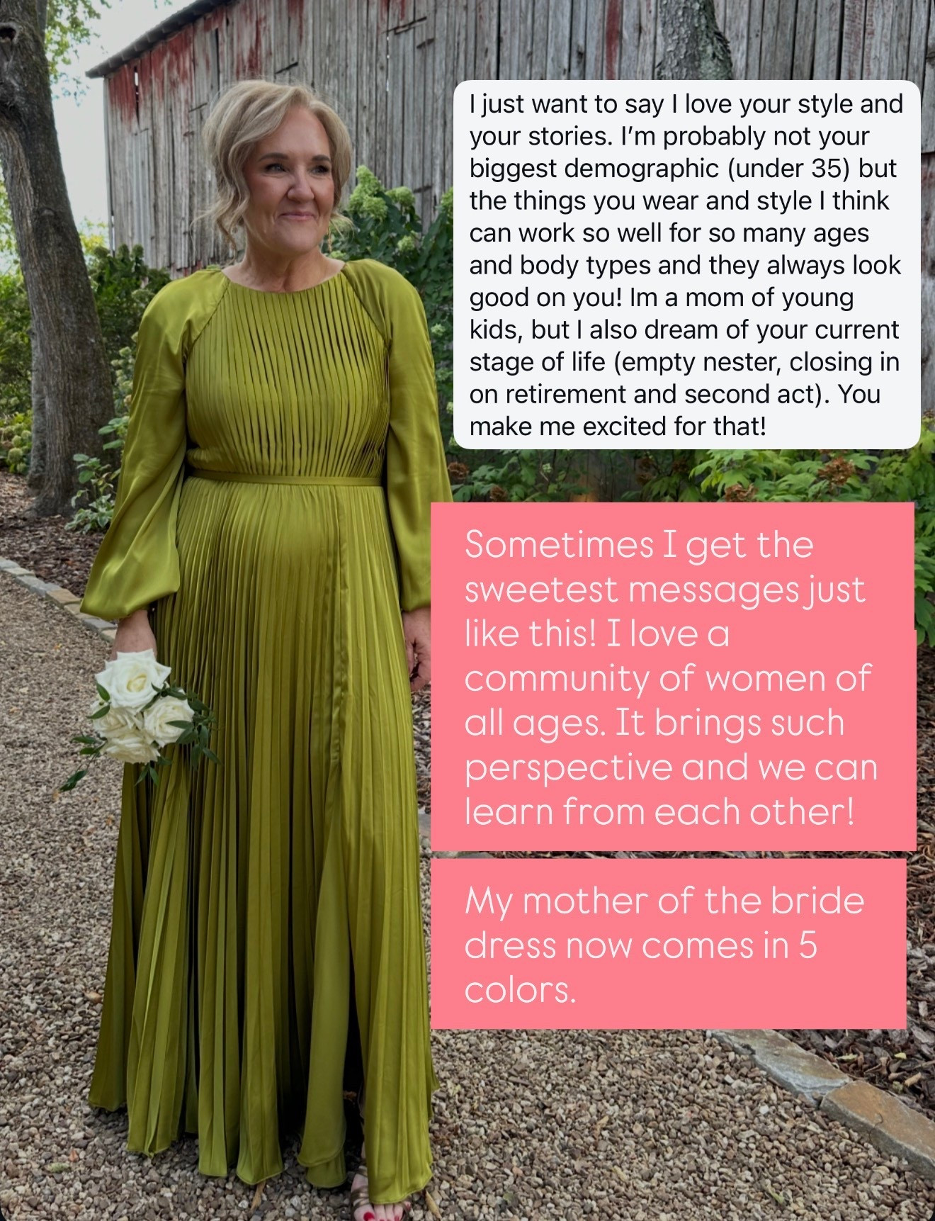 Such supportive comments thst I appreciate! This is my MOB mother of the bride dress. It now comes in 5 colors and it’s stunning. I had it shorter and the slit brought down. Otherwise true to size  

#LTKPetite #LTKOver40 #LTKWedding