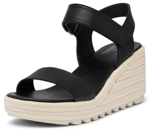 Sorel Women's Cameron Wedge Sandal, Black/Chalk, 8.5 | Amazon (US)