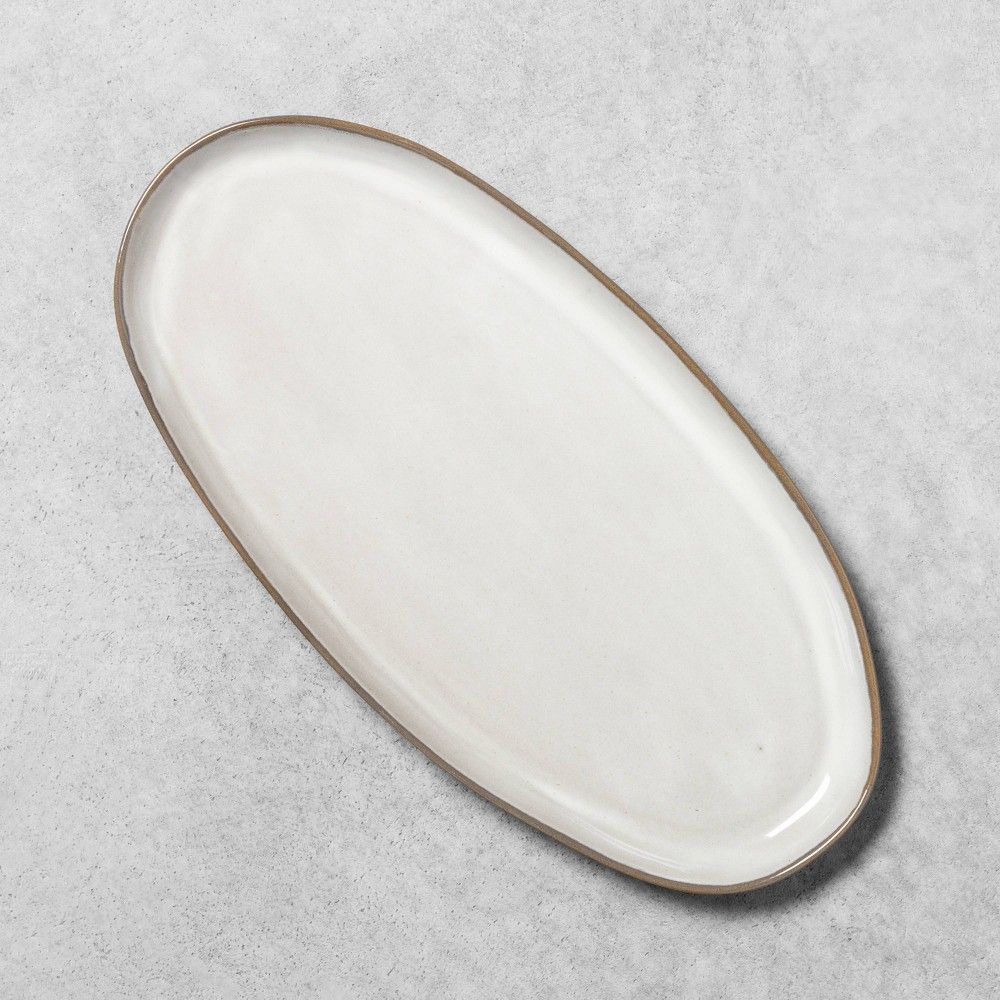 Reactive Glaze Stoneware Medium Oval Serve Tray Gray - Hearth & Hand with Magnolia | Target