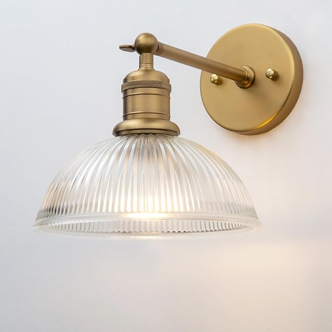 Yosoan Antique Brass Indoor Wall Sconce, 1-Light Modern Vanity Light Vintage Industrial Single La... | Amazon (US)