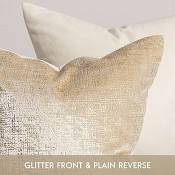Phantoscope Pack of 2 Sparkling Velvet Decorative Solid Throw Decorative Pillow Cover Soft Gold G... | Amazon (US)