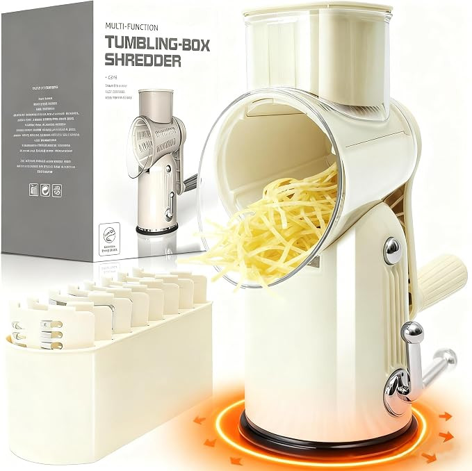 5 in 1 Cheese Grater with Rotary Hand Crank - Vegetable Chopper with Replaceable Stainless Blades... | Amazon (US)