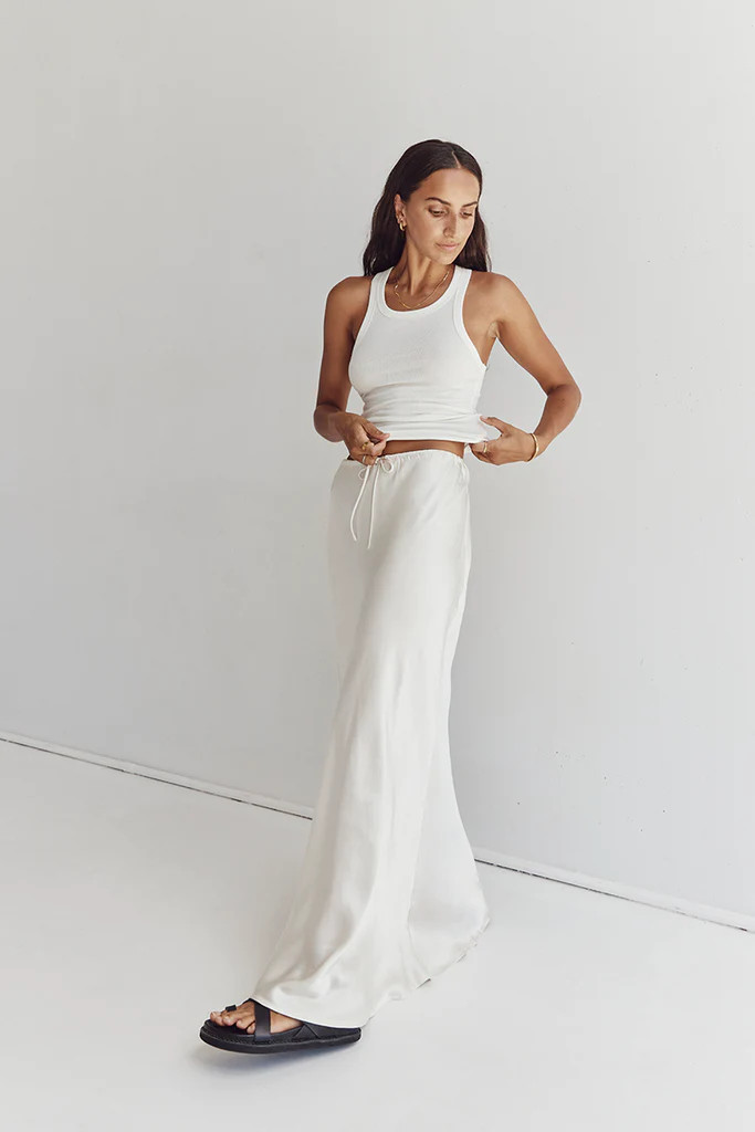 BOBBY PEARL SATIN BIAS CUT SKIRT | DISSH