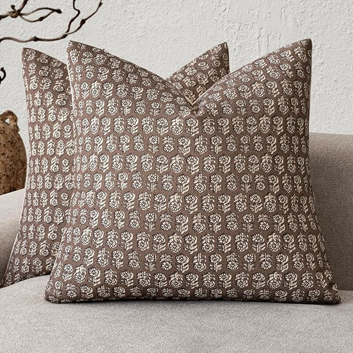 Foindtower Set of 2 Decorative Neutral Floral Print Throw Pillow Covers Vintage Accent Farmhouse ... | Amazon (CA)