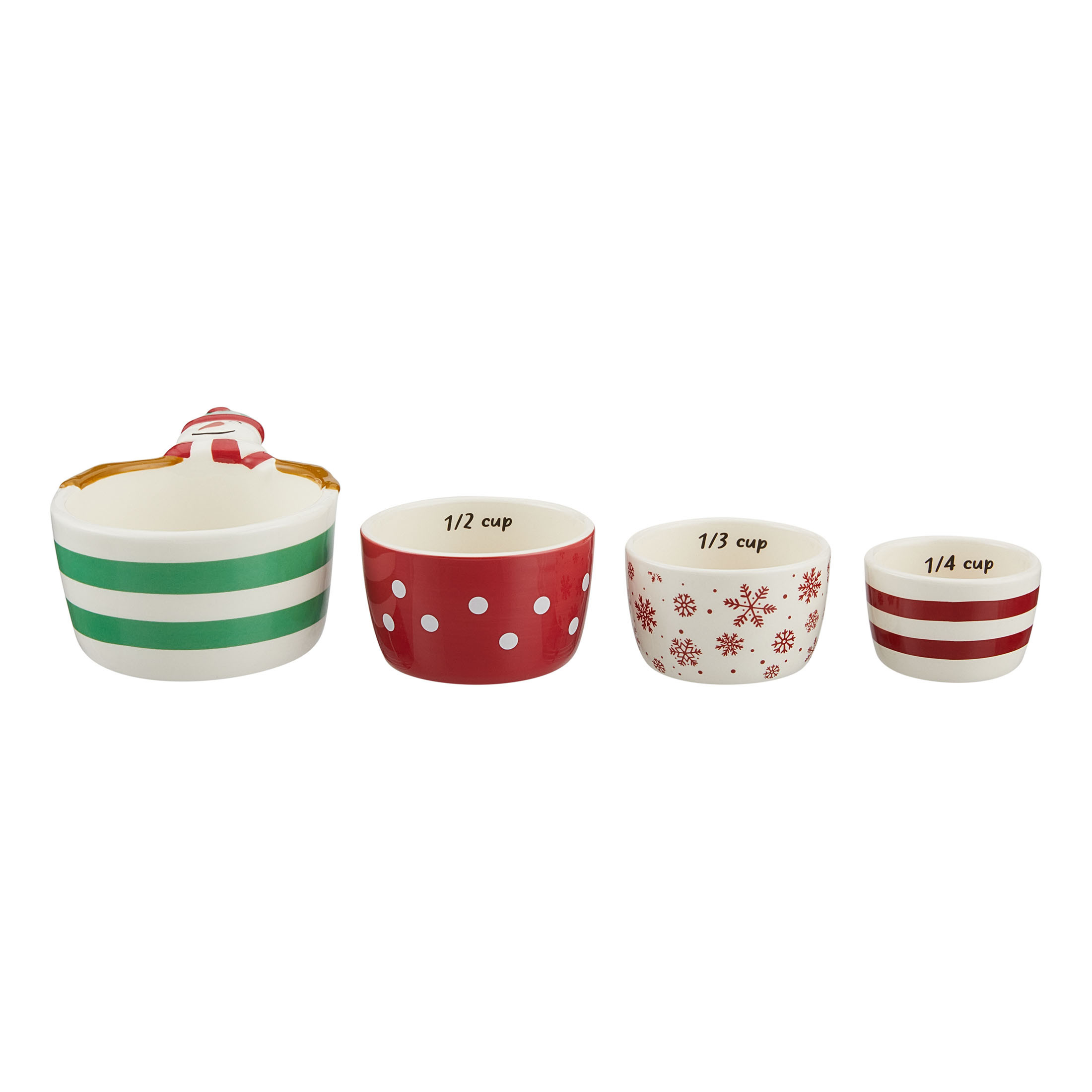 Holiday Time 4-Piece Snowman & Snowflakes Glazed Stoneware Measuring Cup Set, Multicolor | Walmart (US)