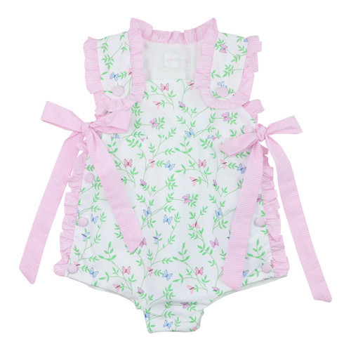 Pink And Blue Butterfly Gingham Bow Bubble - Shipping Mid May | Cecil and Lou