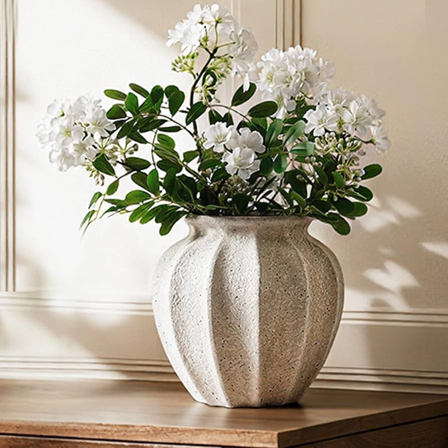 LE TAUCI 9.3" Ceramic Vase, Artisan Large White Ceramic Vase for Modern Farmhouse Home Decor, Sub... | Amazon (US)