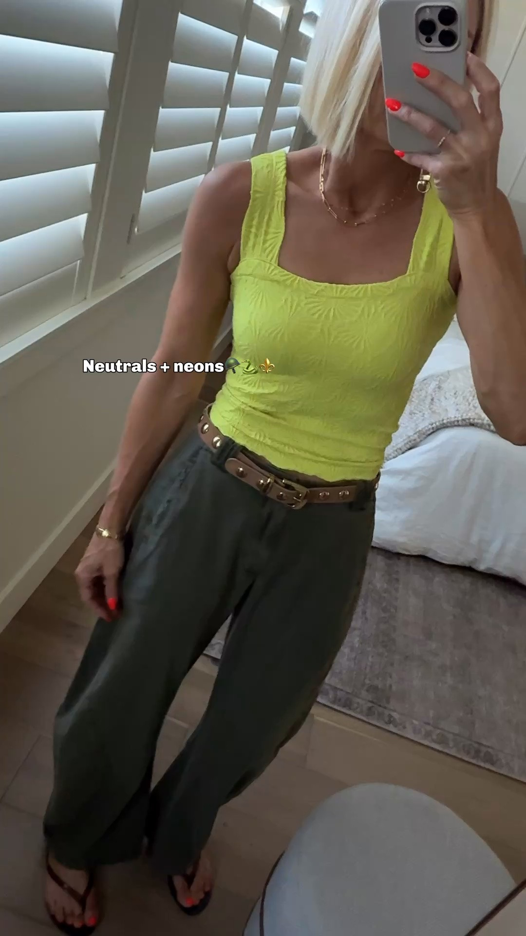 Add a pop of color to your neutrals! 
Tank & pants fits tts. Wearing a med in top and 4 in pants.
Grab these sandals on SALE starting tomorrow ( I srsly can’t stop wearing them!)
Linked similar belts

#LTKootd #LTKOver40 #LTKxMadewell