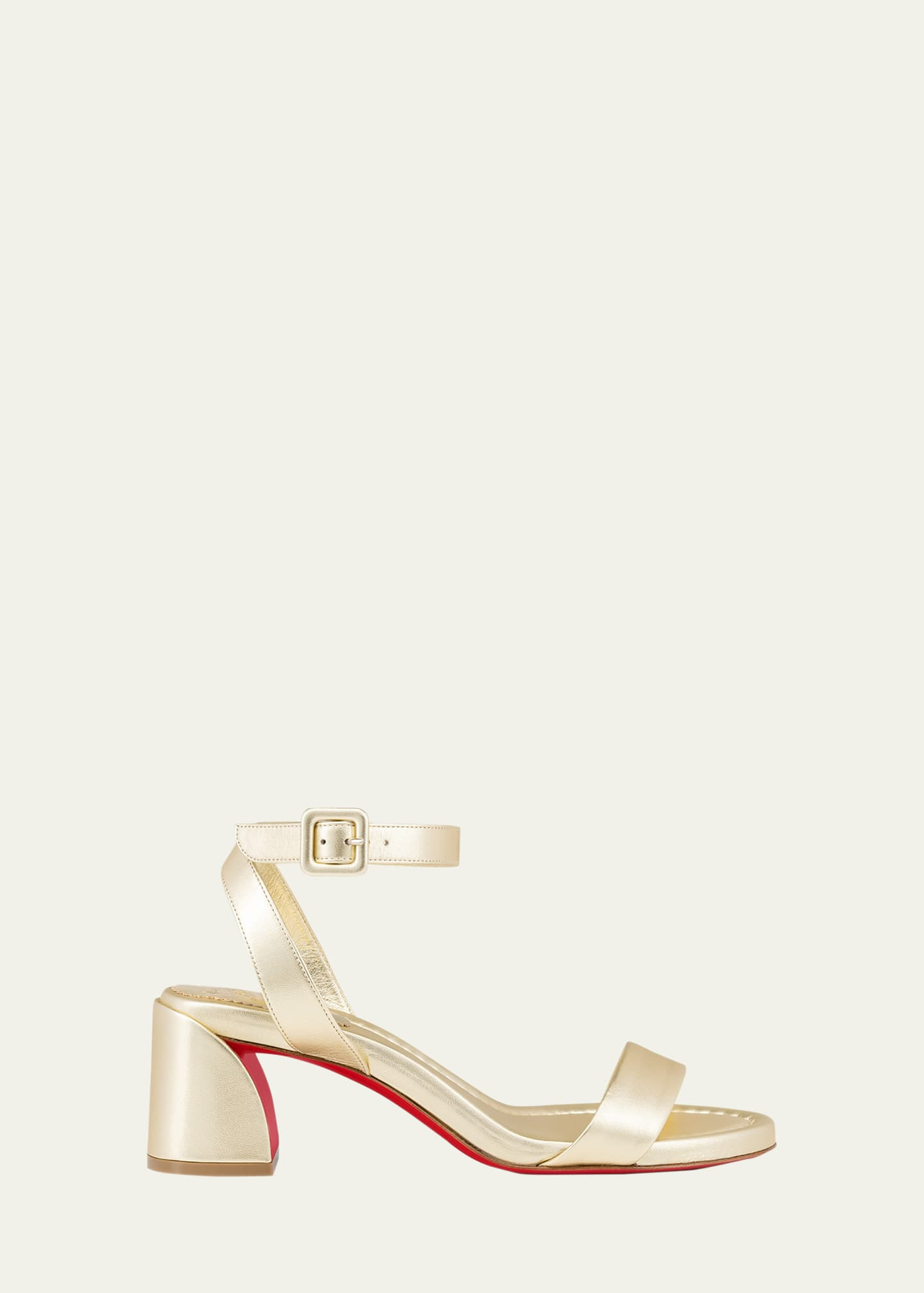 Christian Louboutin Miss Sabina Metallic Red Sole Ankle-Strap Sandals | Bergdorf Goodman