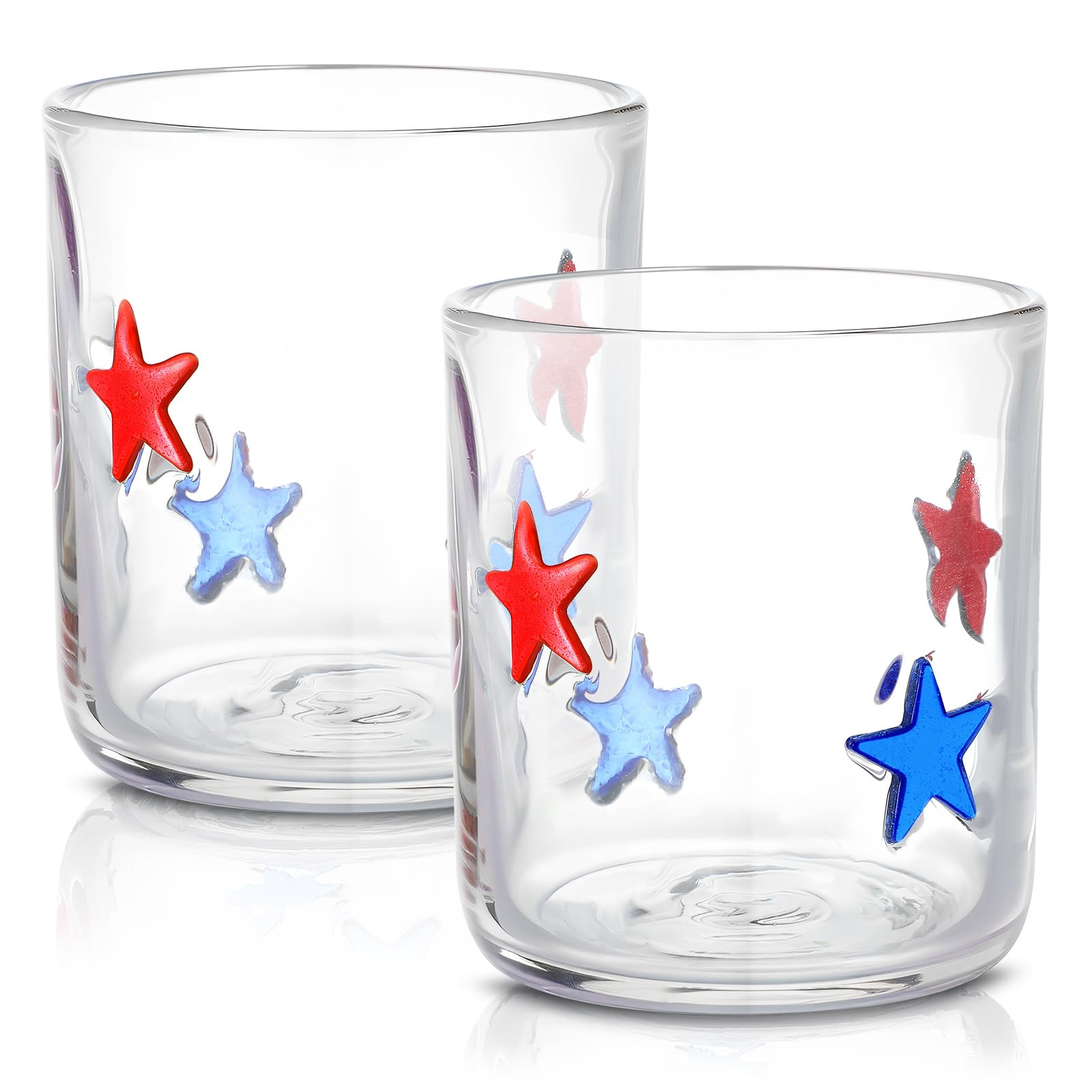 Icon Juice Glasses, 14oz Stemless Wine Drinking Juice Glass Cup for Party Supplies Gift(Red, Blue... | Amazon (US)