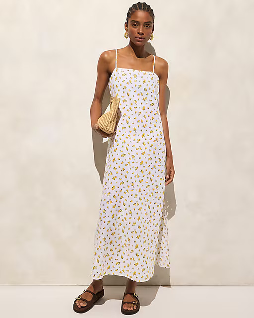 Linen-cotton blend tie-back midi dress | J. Crew US