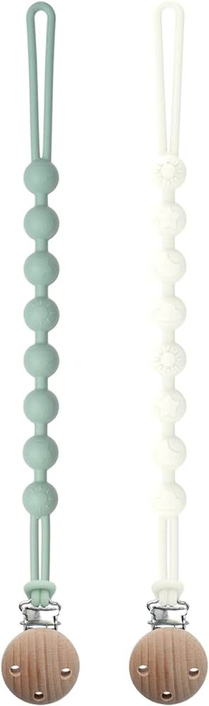 Silicone Pacifier Clip, Seposeve 2 Pack Pacifier Holder Clips, Keeps Pacifier Clean, Soft Flexibl... | Amazon (US)