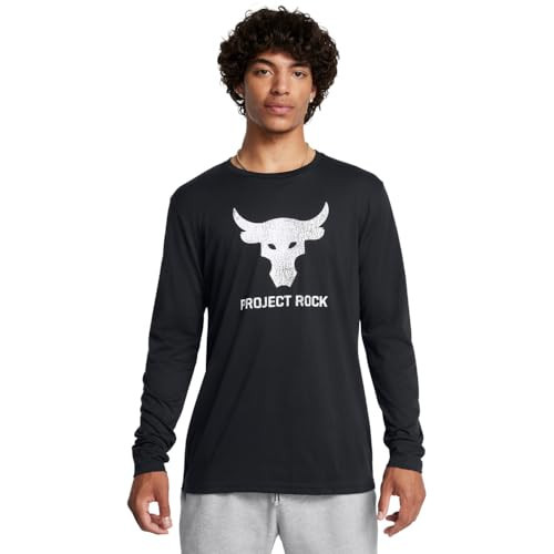 Under Armour Men's Project Rock Brahma Bull Long Sleeve, (003) Black/White/White, X-Small | Amazon (US)