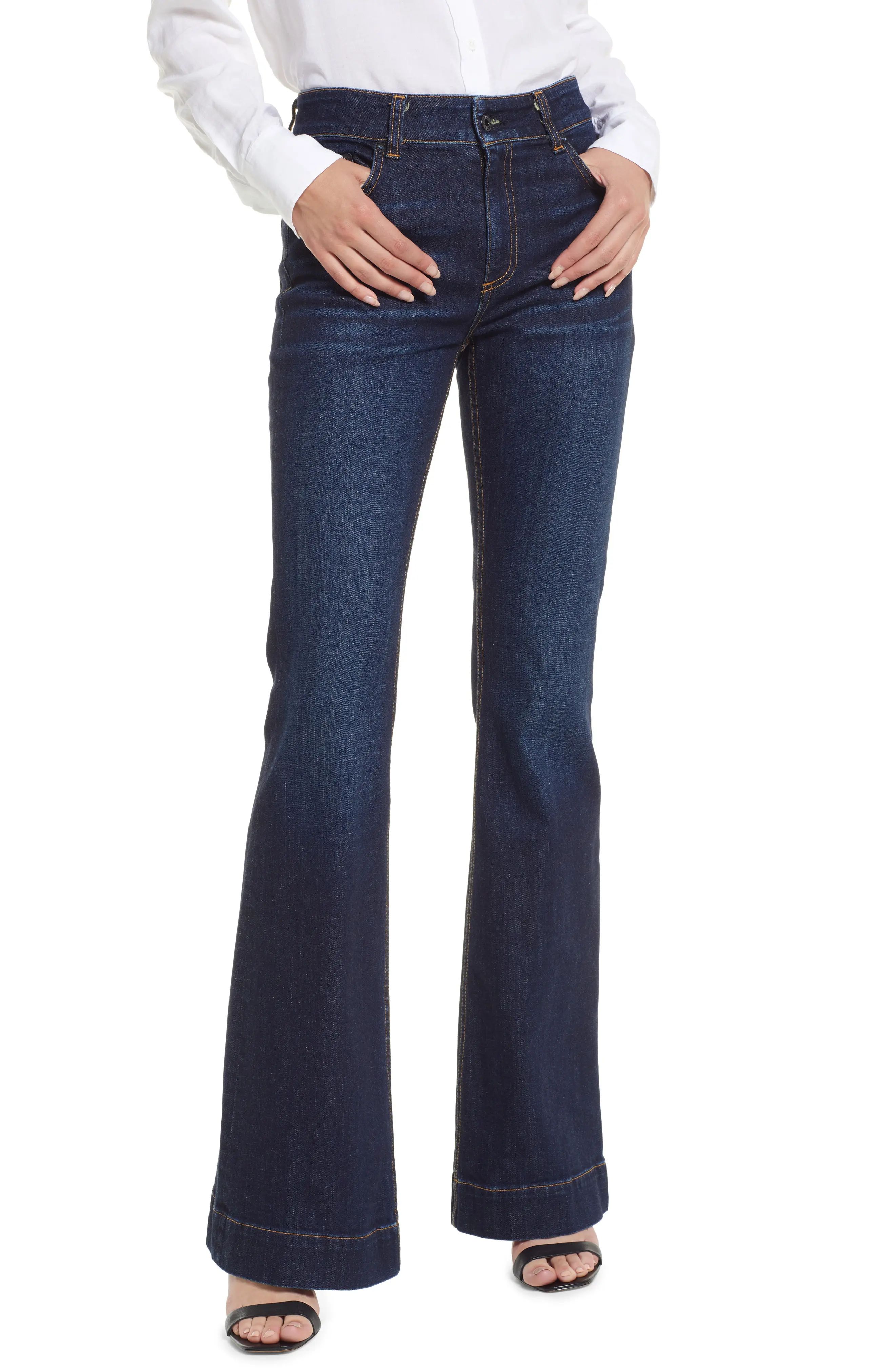 Women's Askk Ny Mid-Rise Flare Jeans, Size 25 - Blue | Nordstrom
