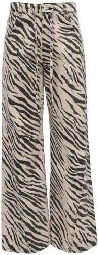 Unisex Y2K Fashion Striped Zebra Print Jeans High Waist Loose Fit Baggy Pants with Drawstring Ret... | Amazon (US)