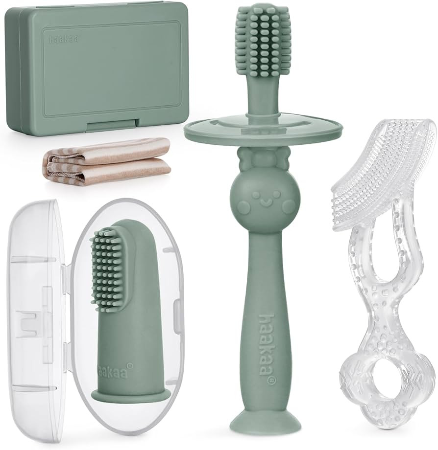haakaa Training Toothbrush Set Oral Care Kit, Soft Silicone Toothbrush for Baby, Infants, Toddler... | Amazon (US)