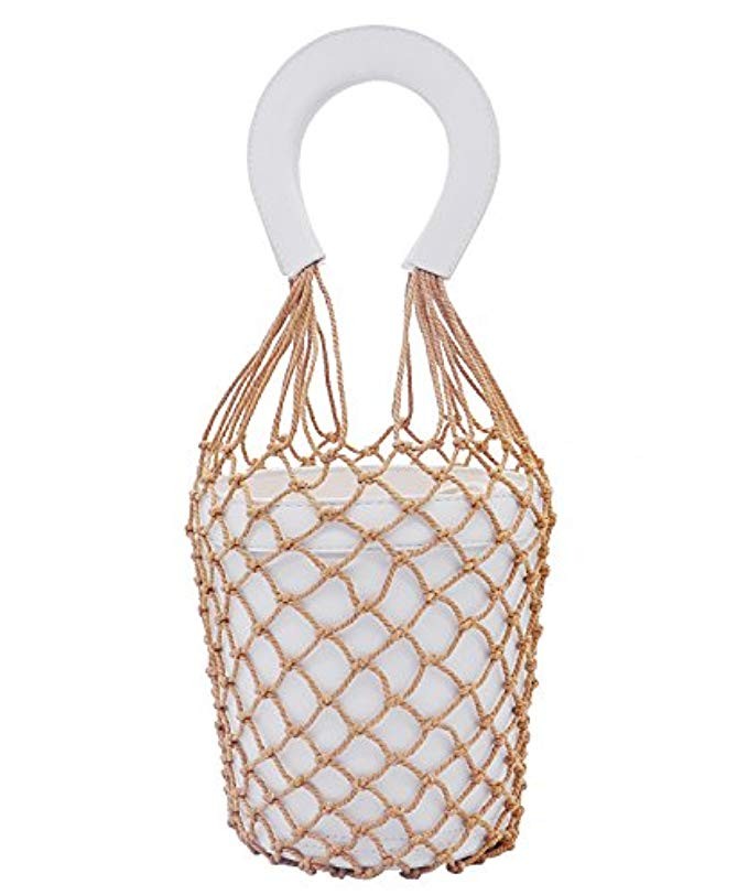 Miuco Women Nets Bucket Handbags Straw Tote Bag Purses | Amazon (US)