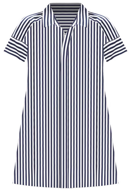 Striped Poplin Short Sleeve Pocket Shirtdress | LOFT