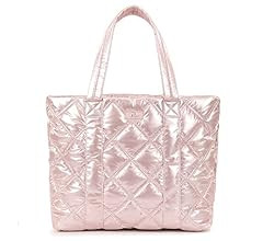 Large Puffer Tote Bag, Trendy Chic Quilted Cotton Padded 14 inch Laptop Handbags for Women, Winte... | Amazon (US)